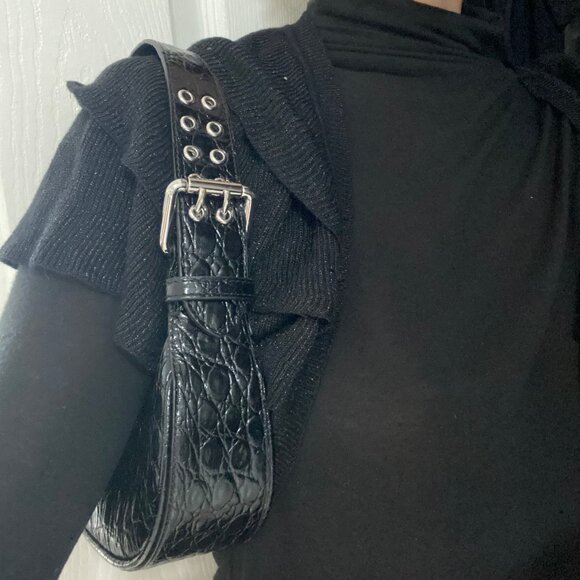 BY FAR Textured Black Shoulder Bag - Picture 1 of 7